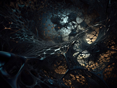Fractal art background Abstract dynamic mesh structure Futuric background Created with Generative AI technologyの素材