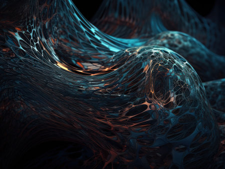 Fractal art background Abstract dynamic mesh structure Futuric background Created with Generative AI technologyの素材