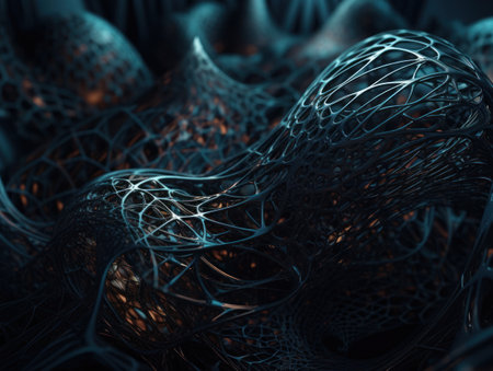 Fractal art background Abstract dynamic mesh structure Futuric background Created with Generative AI technologyの素材