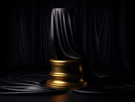 Round podium and circles gold and black created with Generative AI technologyの素材