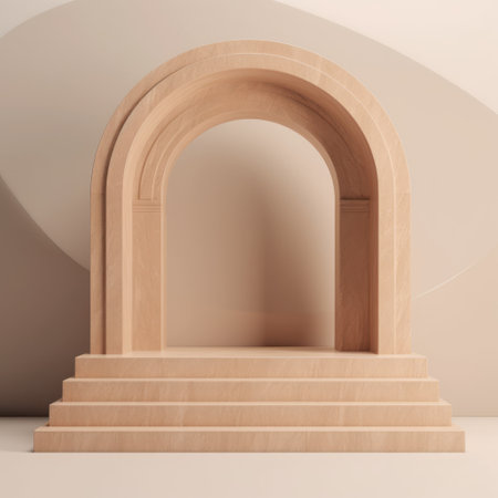 Minimalist background with podium for product presentation. Created with Generative AI technologyの素材
