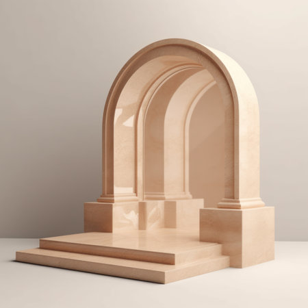 Minimalist background with podium for product presentation. Created with Generative AI technologyの素材
