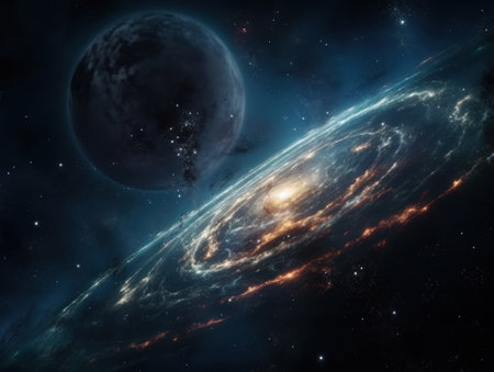 Night sky Universe filled with stars and nebula Galaxy abstract cosmos backgroundの素材