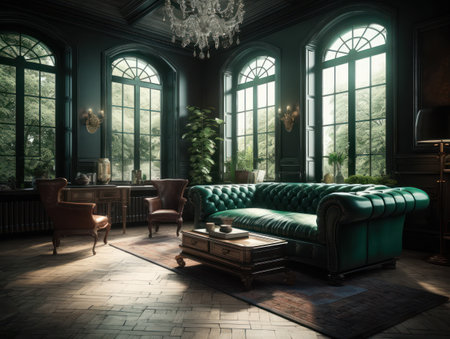 Stylish composition of cozy living room interior Created with Generative AI technologyの素材