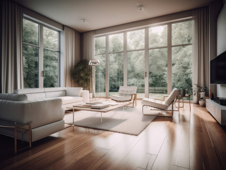 Stylish composition of cozy living room interior Created with Generative AI technologyの素材