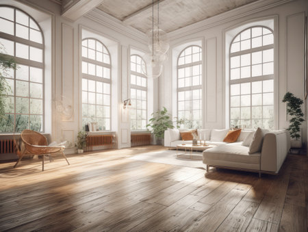 Stylish composition of cozy living room interior Created with Generative AI technologyの素材