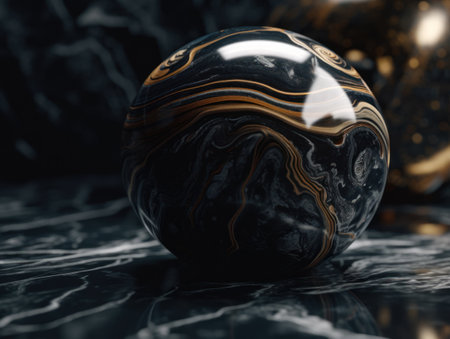 Abstract scene with marble stones on dark background Created with Generative AI technology.の素材