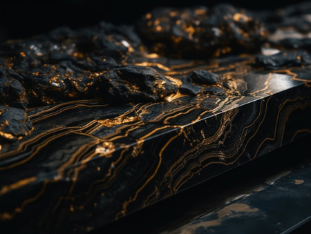 Marble stone texture background with elements of semi-precious stones and gold created with Generative AI technologyの素材