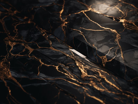 Marble stone texture background with elements of semi-precious stones and gold created with Generative AI technologyの素材