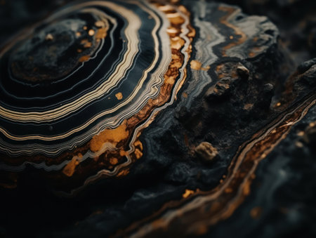 Marble stone texture background with elements of semi-precious stones and gold created with Generative AI technologyの素材
