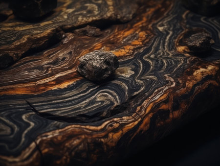 Marble stone texture background with elements of semi-precious stones and gold created with Generative AI technologyの素材