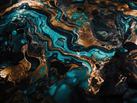 Bright fluid marble paint pattern Dynamic liquid shapes background created with Generative AI technologyの素材