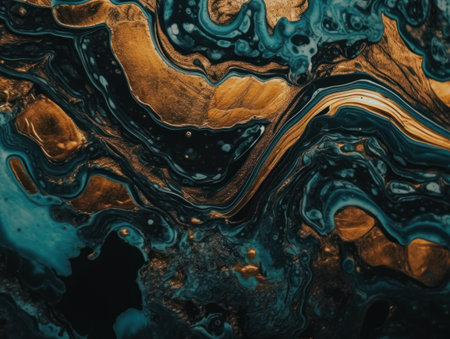 Bright fluid marble paint pattern Dynamic liquid shapes background created with Generative AI technologyの素材
