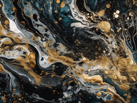 Bright fluid marble paint pattern Dynamic liquid shapes background created with Generative AI technologyの素材