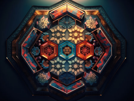 Colorful abstract background organic shapes Abstract geometric mosaic pattern created with Generative AI technology.の素材