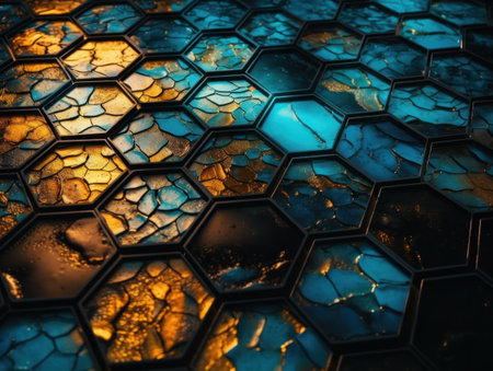 Dark abstract background organic shapes Abstract geometric mosaic pattern created with Generative AI technology.の素材