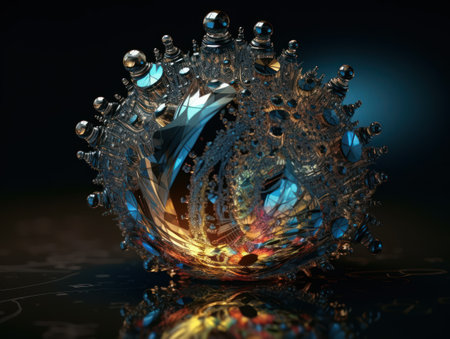 An endless fractals made of translucent multicolored crystals natural gemstone Generative AI technologyの素材