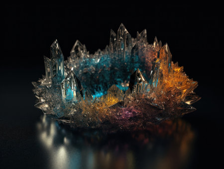 An endless fractals made of translucent multicolored crystals natural gemstone Generative AI technologyの素材