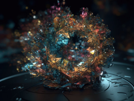 An endless fractals made of translucent multicolored crystals natural gemstone Generative AI technologyの素材