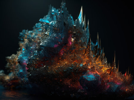 An endless fractals made of translucent multicolored crystals natural gemstone Generative AI technologyの素材