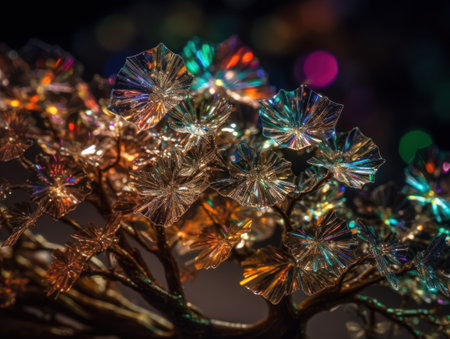 An endless fractals made of translucent multicolored crystals natural gemstone Generative AI technologyの素材