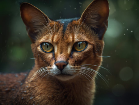 Abyssinian Cat portrait close up created with Generative AI technology.の素材