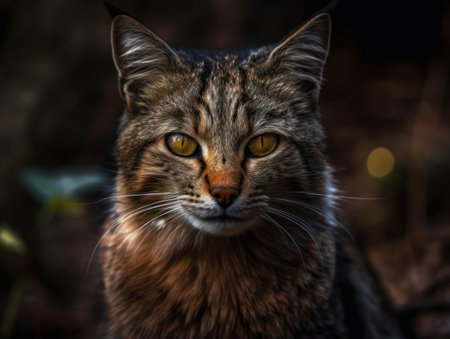 Manx Cat portrait close up created with Generative AI technology.の素材