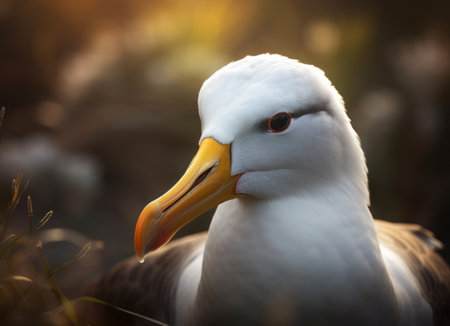 Albatross bird portrait close up created with Generative AI technologyの素材