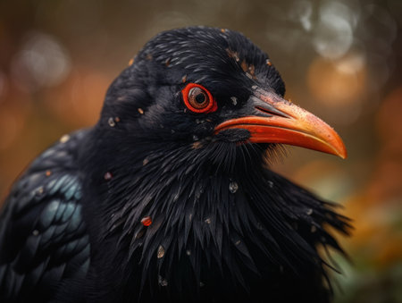 Chough bird portrait close up created with Generative AI technologyの素材