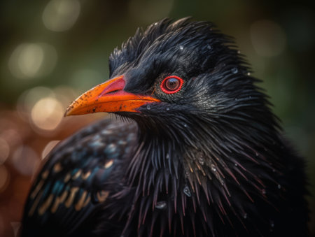Chough bird portrait close up created with Generative AI technologyの素材