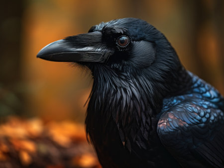 Crow bird portrait close up created with Generative AI technologyの素材
