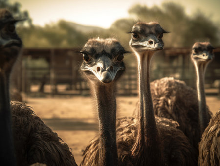 Ostrich bird portrait close up created with Generative AI technologyの素材