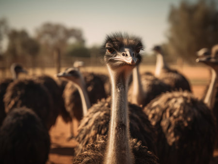 Ostrich bird portrait close up created with Generative AI technologyの素材