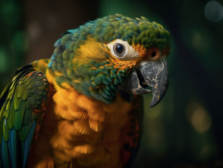 Parrot bird portrait close up created with Generative AI technologyの素材