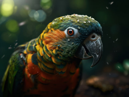 Parrot bird portrait close up created with Generative AI technologyの素材