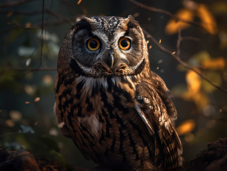 Owl bird portrait close up created with Generative AI technologyの素材