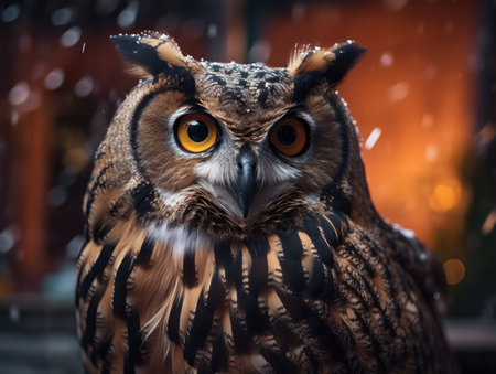Owl bird portrait close up created with Generative AI technologyの素材