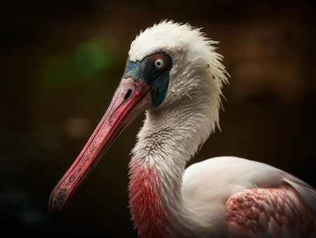 Spoonbill bird portrait close up created with Generative AI technologyの素材
