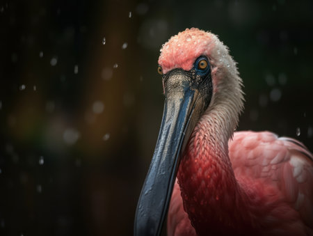 Spoonbill bird portrait close up created with Generative AI technologyの素材