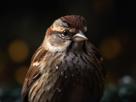 Sparrow bird portrait close up created with Generative AI technologyの素材