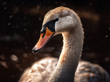 Swan bird portrait close up created with Generative AI technologyの素材