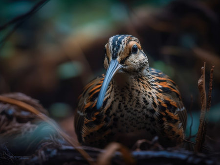 Woodcock bird portrait close up created with Generative AI technologyの素材