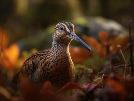 Woodcock bird portrait close up created with Generative AI technologyの素材