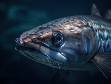 Barracuda close up portrait created with Generative AI technologyの素材