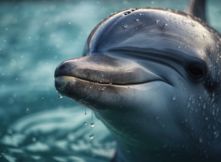 Dolphin close up portrait created with Generative AI technologyの素材