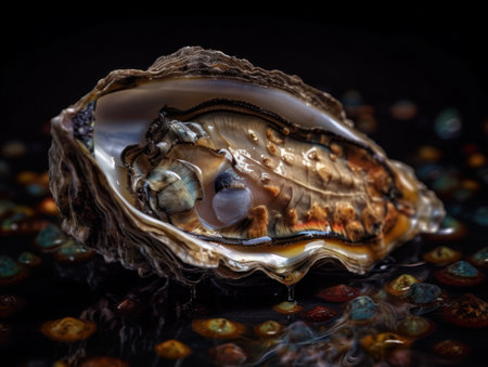 Oyster close up portrait created with Generative AI technologyの素材