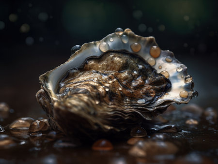 Oyster close up portrait created with Generative AI technologyの素材