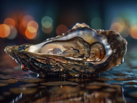 Oyster close up portrait created with Generative AI technologyの素材