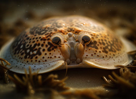 Sand dollar close up portrait created with Generative AI technologyの素材