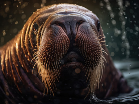 Walrus close up portrait created with Generative AI technologyの素材